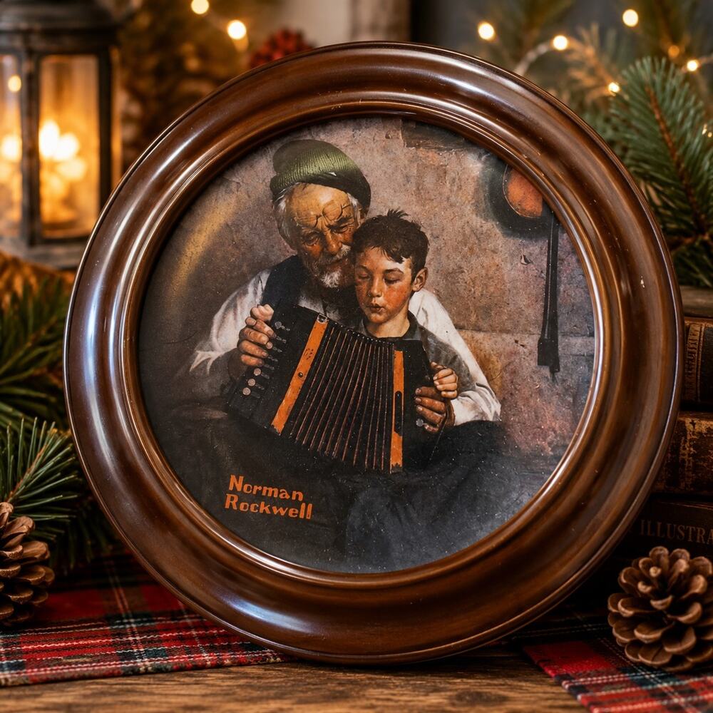 VTG 1981 Norman Rockwell The Music Maker Knowles Collector Plate Framed Limited